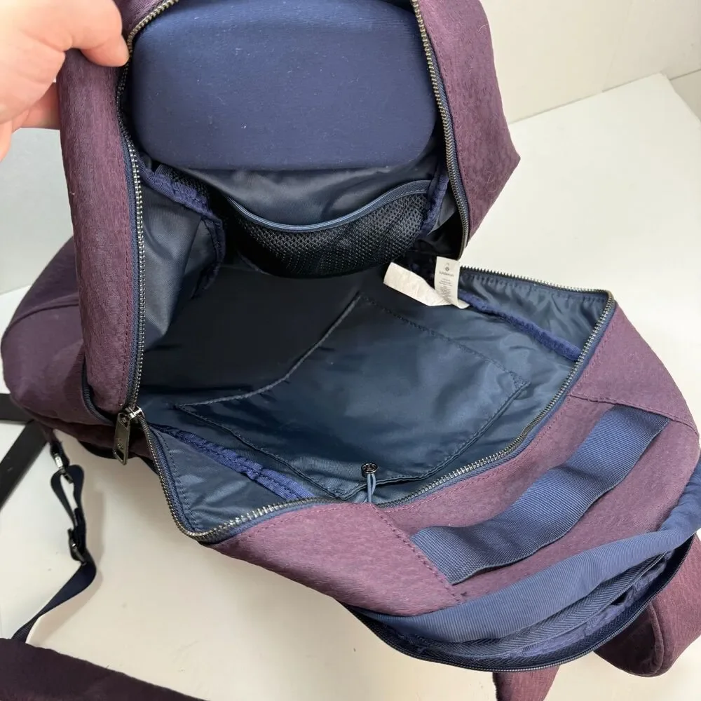 Lululemon Out Of Range Backpack 20L Purple Navy Trim Travel Laptop Commuter Gym